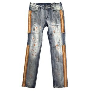 Southpole Jeans Men's Size 36x34 Skinny Orange And Blue Distressed